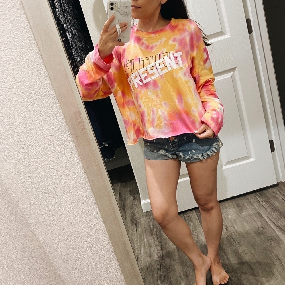 Upcycled Custom Tie Dye Present Future Long Sleeve